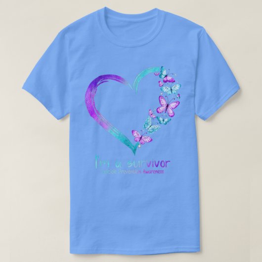 Butterfly Heart Im a Survivor Suicide Prevention A T-shirt (Design voorkant)