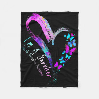 Butterfly Heart I'm a Survivor Suicide Prevention Fleece Deken