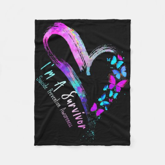 Butterfly Heart I'm a Survivor Suicide Prevention Fleece Deken (Voorkant)