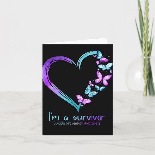 Butterfly Heart Im A Survivor Suicide Prevention  Kaart (Voorkant)