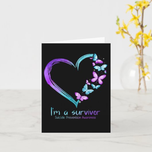 Butterfly Heart I'm a Survivor Suicide Prevention Kaart (Gele Bloem)