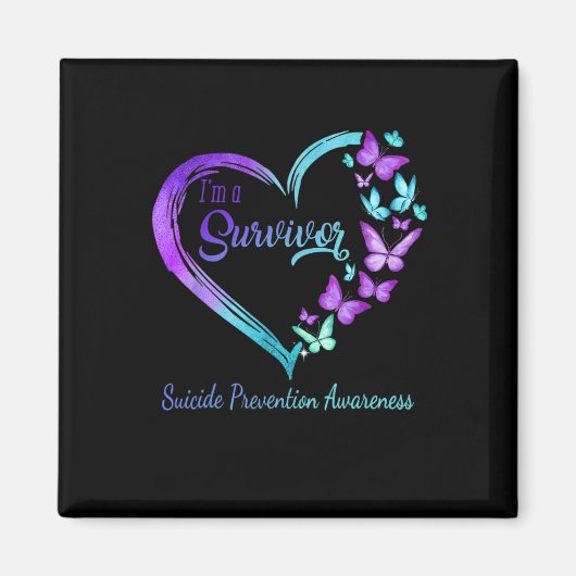Butterfly Heart I'm a Survivor Suicide Prevention Magneet (Voorkant)