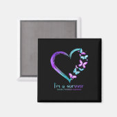 Butterfly Heart I'm a Survivor Suicide Prevention Magneet (Voorkant / Achterkant)