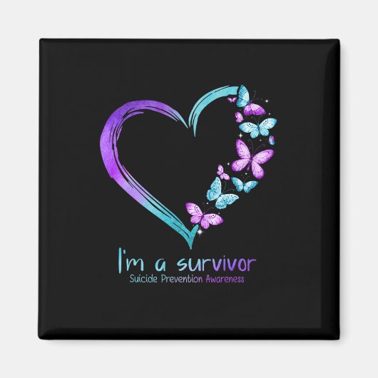 Butterfly Heart I'm a Survivor Suicide Prevention Magneet (Voorkant)