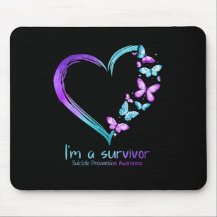 Butterfly Heart I'm a Survivor Suicide Prevention Muismat