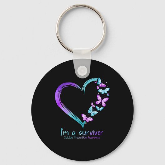 Butterfly Heart I'm a Survivor Suicide Prevention Sleutelhanger (Voorkant)