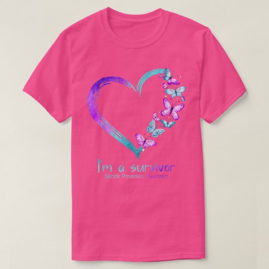 Butterfly Heart I'm a Survivor Suicide Prevention T-shirt (Design voorkant)