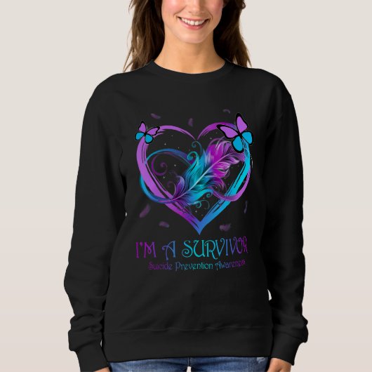 Butterfly Heart I'm A Survivor Suicide Prevention Trui (Voorkant)