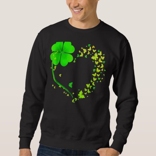 Butterfly Heart Leaf Irish St Patrick Day Clover H Trui (Voorkant)