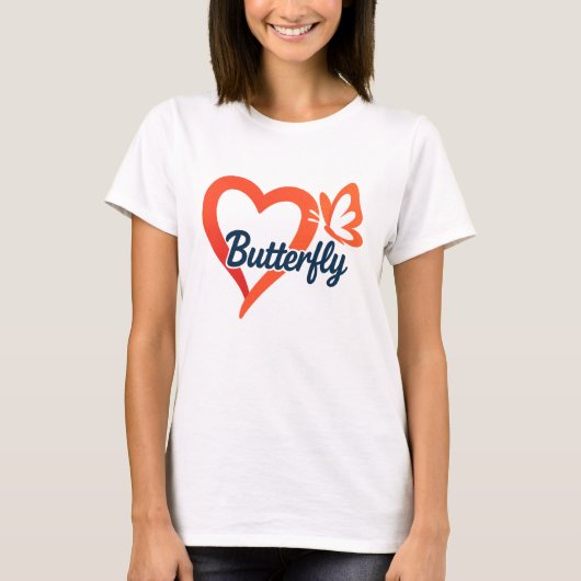 Butterfly Heart Love | Romantische vrouwen T-shirt (Voorkant)