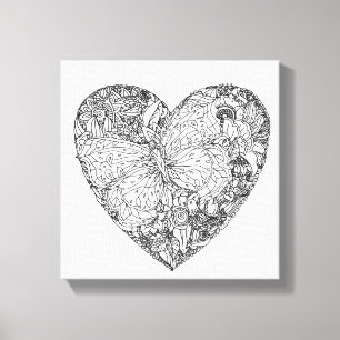 Butterfly Heart Patroon 6 Canvas Afdruk