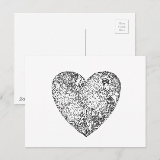 Butterfly Heart Patroon Briefkaart (Voorkant / Achterkant)