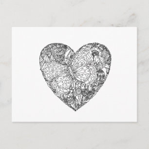 Butterfly Heart Patroon Briefkaart
