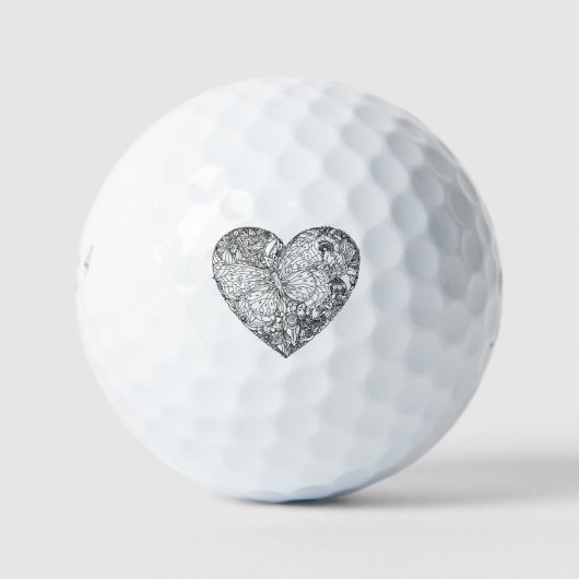Butterfly Heart Patroon Golfballen (Voorkant)