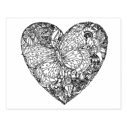 Butterfly Heart Patroon Rubberstempel (Afrduk)