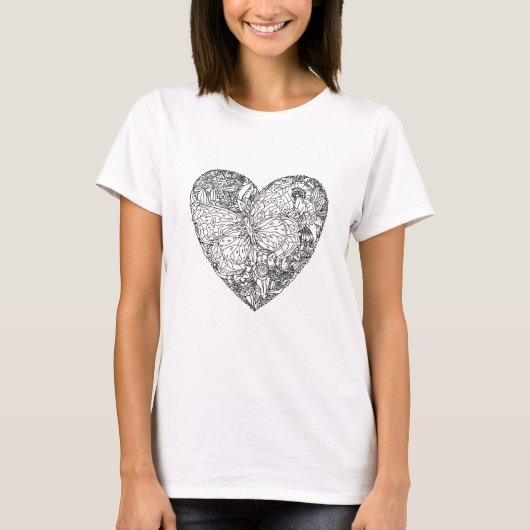 Butterfly Heart Patroon T-shirt (Voorkant)