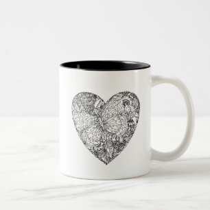 Butterfly Heart Patroon Tweekleurige Koffiemok