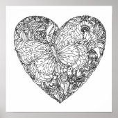 Butterfly Heart Pattern 2 Poster (Voorkant)