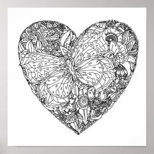 Butterfly Heart Pattern 2 Poster