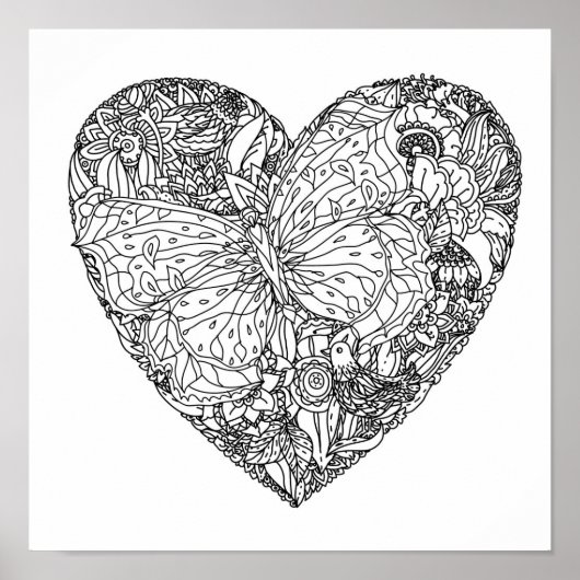 Butterfly Heart Pattern 2 Poster (Voorkant)