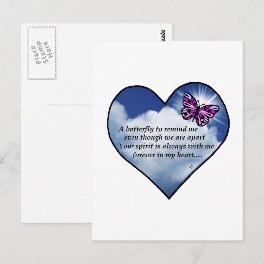 Butterfly Heart Poem Briefkaart (Voorkant / Achterkant)
