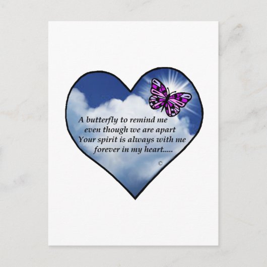 Butterfly Heart Poem Briefkaart (Voorkant)