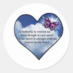 Butterfly Heart Poem Ronde Sticker