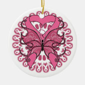 Butterfly Heart Ribbon - Borstkanker Keramisch Ornament (Voorkant)