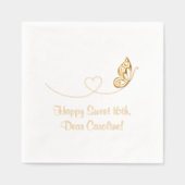 Butterfly Heart Sweet 16e Verjaardag Folie Servetten (Voorkant)