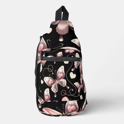 Butterfly Hearts Design Sling Bag (Voorkant)