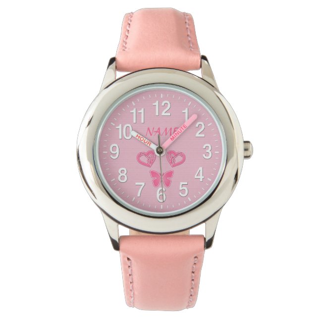 Butterfly & Hearts Gepersonaliseerde horloges voor (Voorkant)