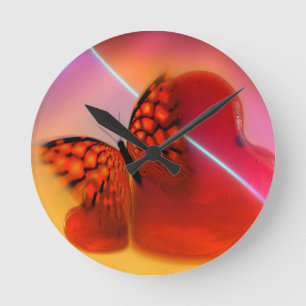 Butterfly & Hearts Ronde Klok