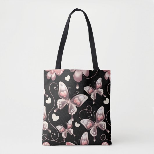 Butterfly Hearts Shopping Errand Canvas tas (Voorkant)