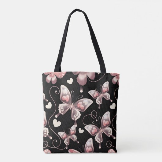 Butterfly Hearts Shopping Errand Canvas tas (Achterkant)
