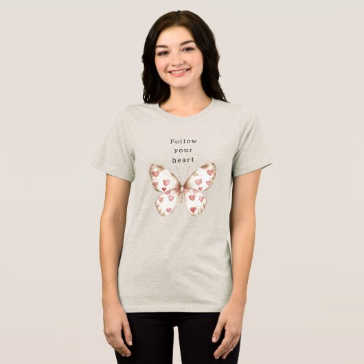 Butterfly Hearts Tri-Blend Shirt (Voorkant volledig)
