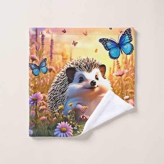Butterfly Hedgehog Art Bad Handdoek (Wasdoekje)