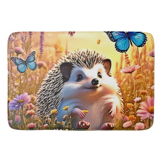 Butterfly Hedgehog Art Badmat (Voorkant)
