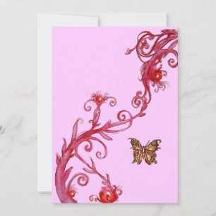 BUTTERFLY, helder rood roze Kaart