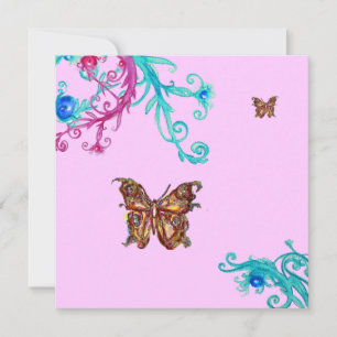 BUTTERFLY, helder roze blauw Kaart