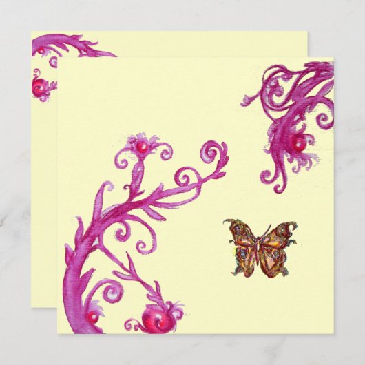 BUTTERFLY, helder roze wit Kaart (Voorkant / Achterkant)