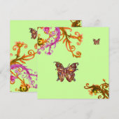 BUTTERFLY, helderroze groen Kaart (Voorkant / Achterkant)