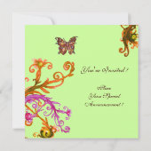 BUTTERFLY, helderroze groen Kaart (Achterkant)