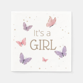 Butterfly Het is een GIRL Baby shower Servet