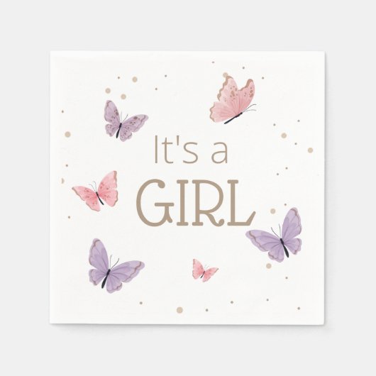 Butterfly Het is een GIRL Baby shower Servet (Voorkant)