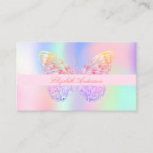 Butterfly holografische roze QR-code sociale media Visitekaartje (Voorkant)