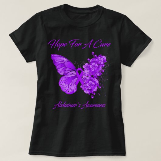 Butterfly hoopt op een echte ziekte van Alzheimer T-shirt (Design voorkant)