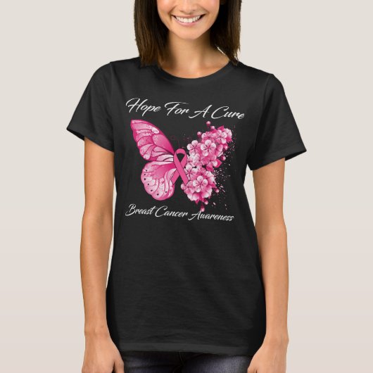Butterfly hoopt op een zuiver borstkankerbewustzij t-shirt (Voorkant)