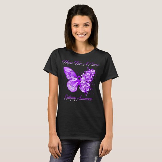 Butterfly hoopt op een zuiver epilepsiebewustzijn t-shirt (Voorkant volledig)