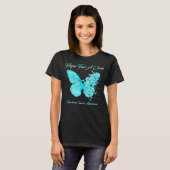 Butterfly hoopt op een zuiver ovariumkankerbewustz t-shirt (Voorkant volledig)
