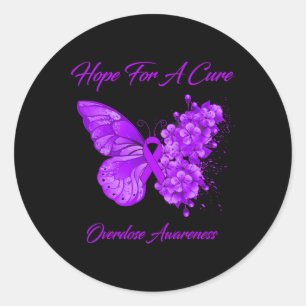 Butterfly hoopt op een zuiver overdosisbewustzijn ronde sticker